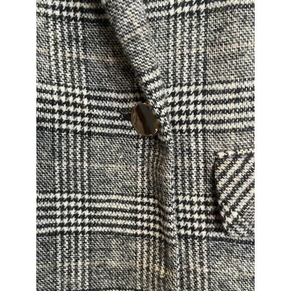 ZARA Oversized Houndstooth Blazer Size Large Black White Tan - Picture 4 of 5